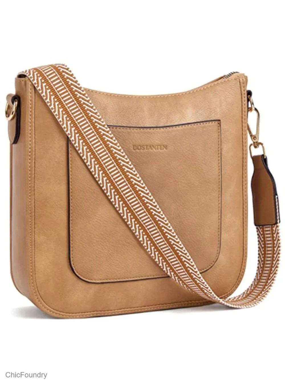 Vegan Leather Crossbody Bag with Guitar Strap, Hobo Purse